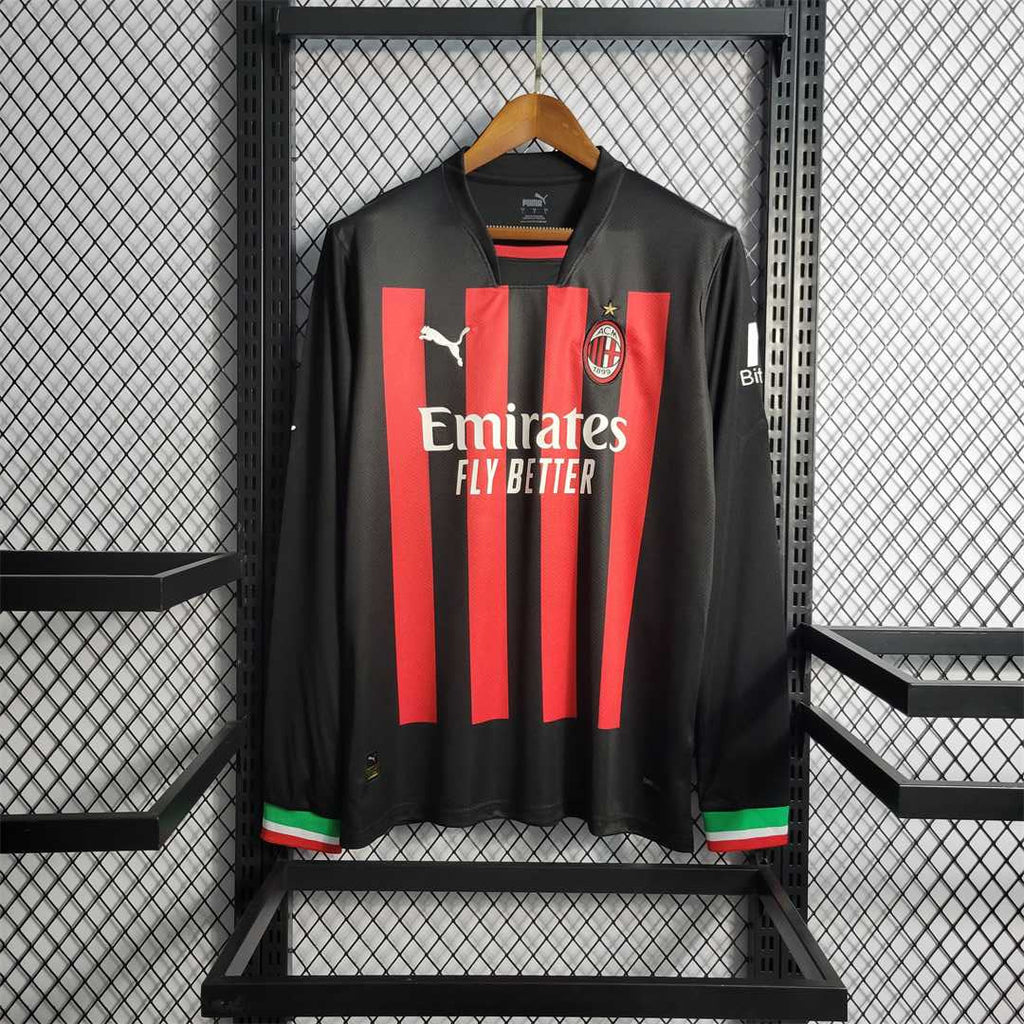 MAILLOT AC MILAN  DOMICILE 2022/2023 VERSION MANCHES LONGUES