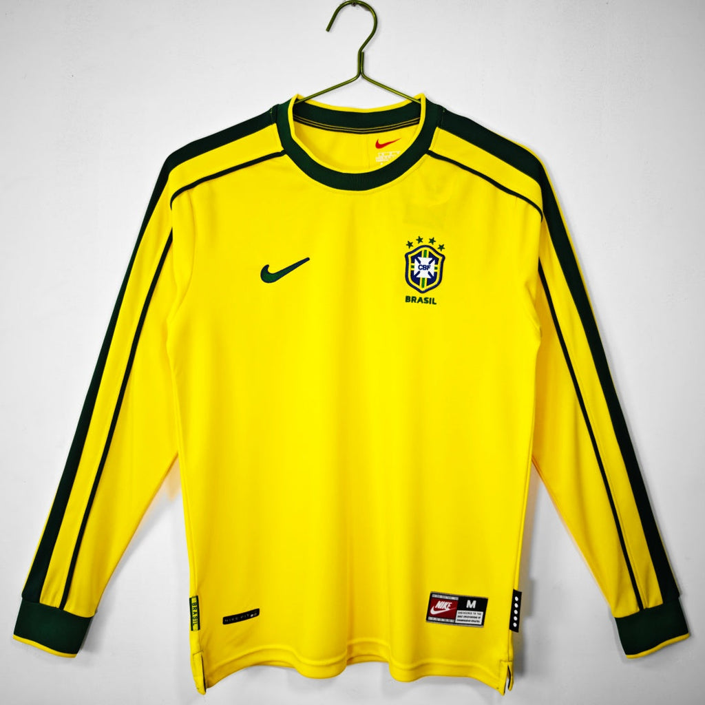 1998 Maillot  Brésil Domicile Rétro  Manches Longues